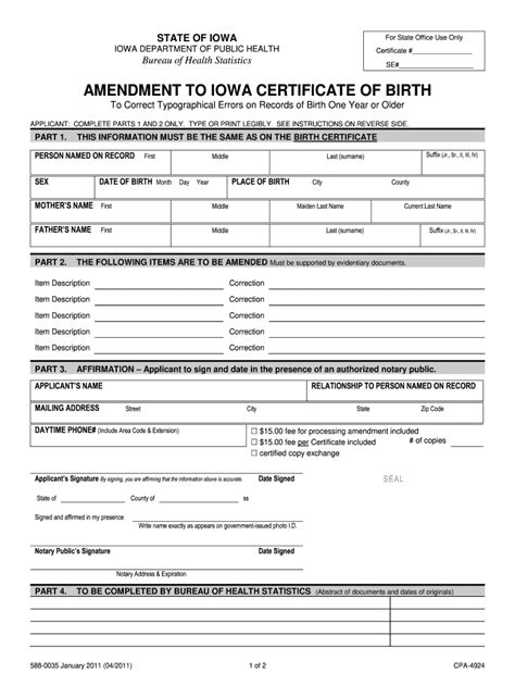 Printable Application For Iowa Birth Certificate